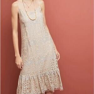 Anthropologie Eri + Ali Navy Lace Midi Dress – Romantic A-Line, Size S